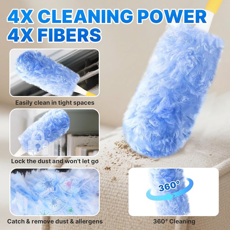 BEVAUEG Duster Refill for Swiffer Duster, 30 Count Heavy Duty Duster Refills with 1 Handle, 360 Dusters Refills Kit with 4X Microfibers, Disposable Dusters for Swiffer Duster Extended Handle for Cleaning - Image 3